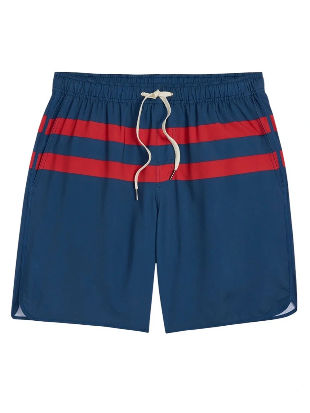 Fair Harbor Men’s Anchor Lined Trunks Navy Red Stripes Large Orig $88